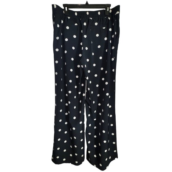 New York & Company Womens Polka Dot Dress Pants Size Large Navy Blue & White Cut - Picture 2 of 7